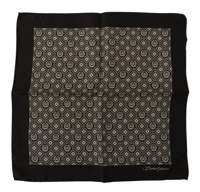 Foulard carré noir à motifs et logo DG Dolce &amp; Gabbana