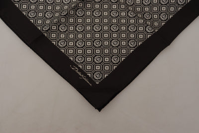 Foulard carré noir à motifs et logo DG Dolce &amp; Gabbana