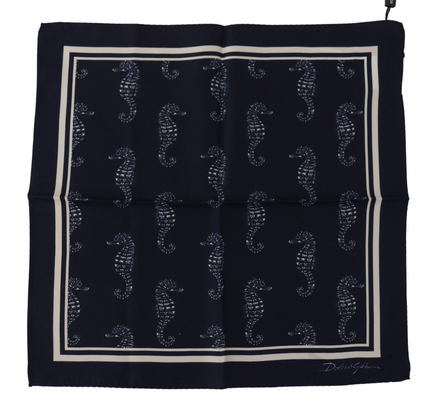 Foulard carré imprimé hippocampe bleu Dolce &amp; Gabbana DG