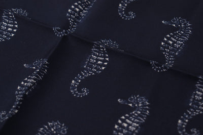 Foulard carré imprimé hippocampe bleu Dolce &amp; Gabbana DG