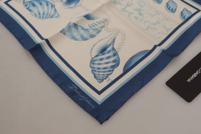 Foulard carré Dolce &amp; Gabbana à imprimé coquillages blancs et bleus