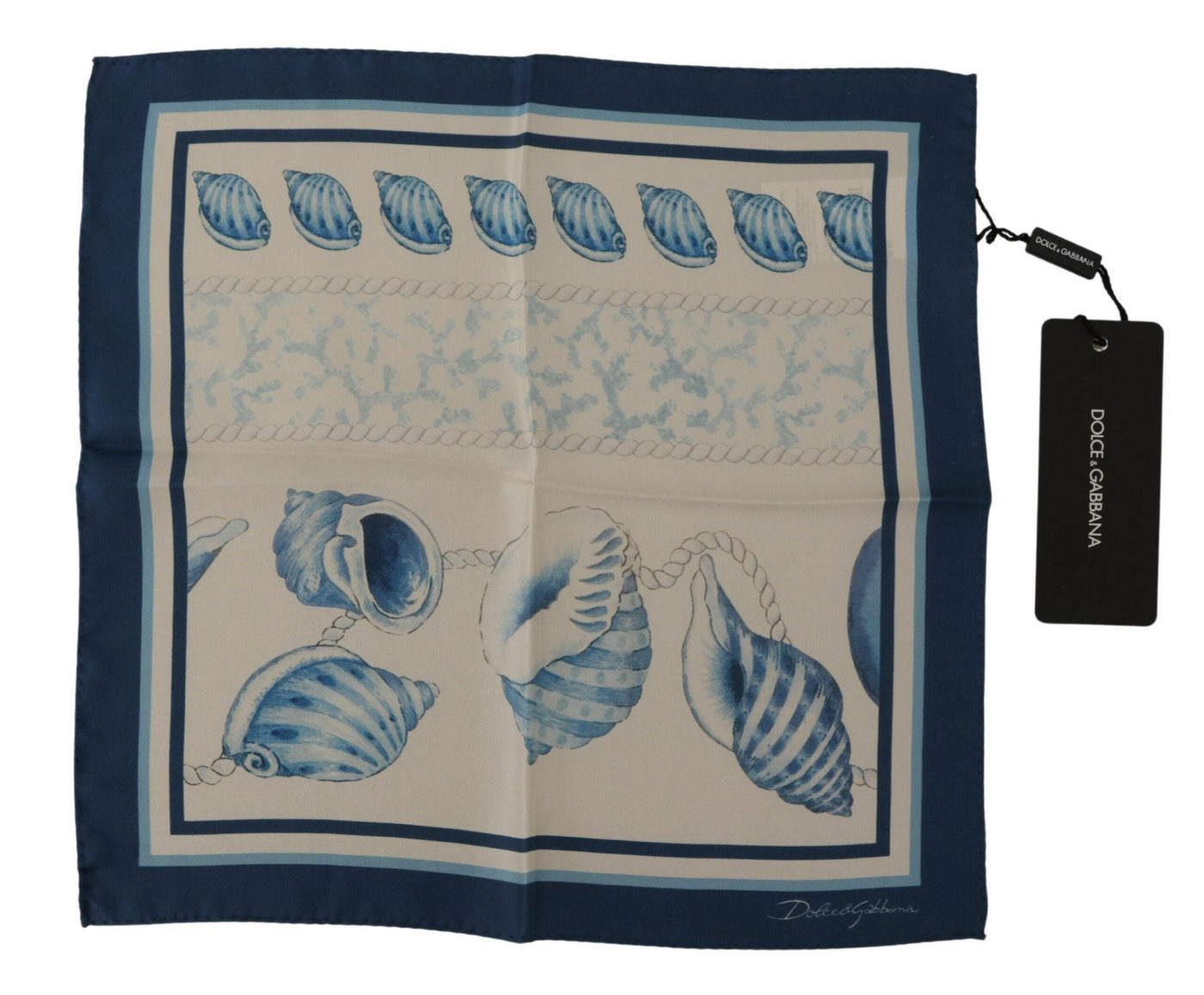 Foulard carré Dolce &amp; Gabbana à imprimé coquillages blancs et bleus