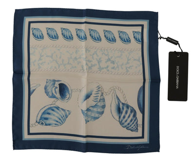 Foulard carré Dolce &amp; Gabbana à imprimé coquillages blancs et bleus