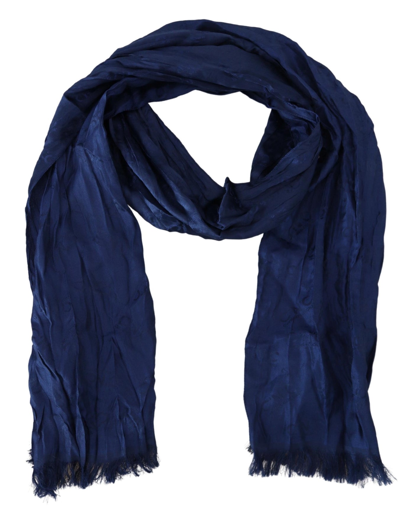 Costume National Châle en soie bleu Foulard à franges
