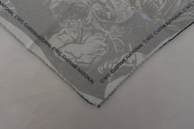 Costume National Gray Print Shawl Foulard Branded Scarf