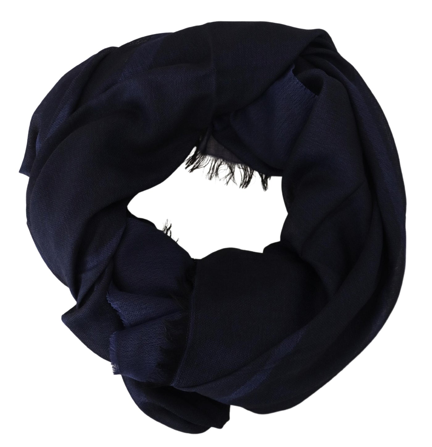 Écharpe châle à franges en laine bleu foncé GF Ferre
