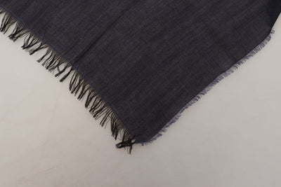 Écharpe châle à franges en laine bleu foncé GF Ferre