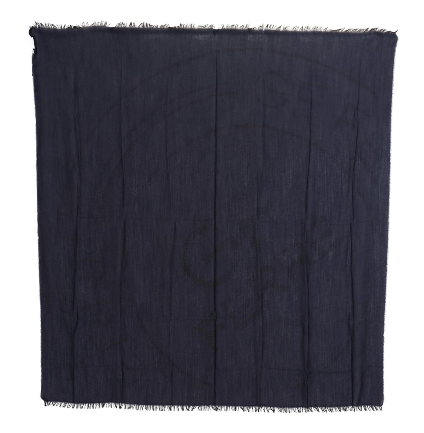 Écharpe châle à franges en laine bleu foncé GF Ferre