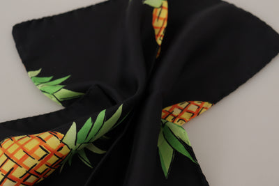 Dolce &amp; Gabbana Zwarte Ananas Geprinte Vierkante Zakdoek Sjaal