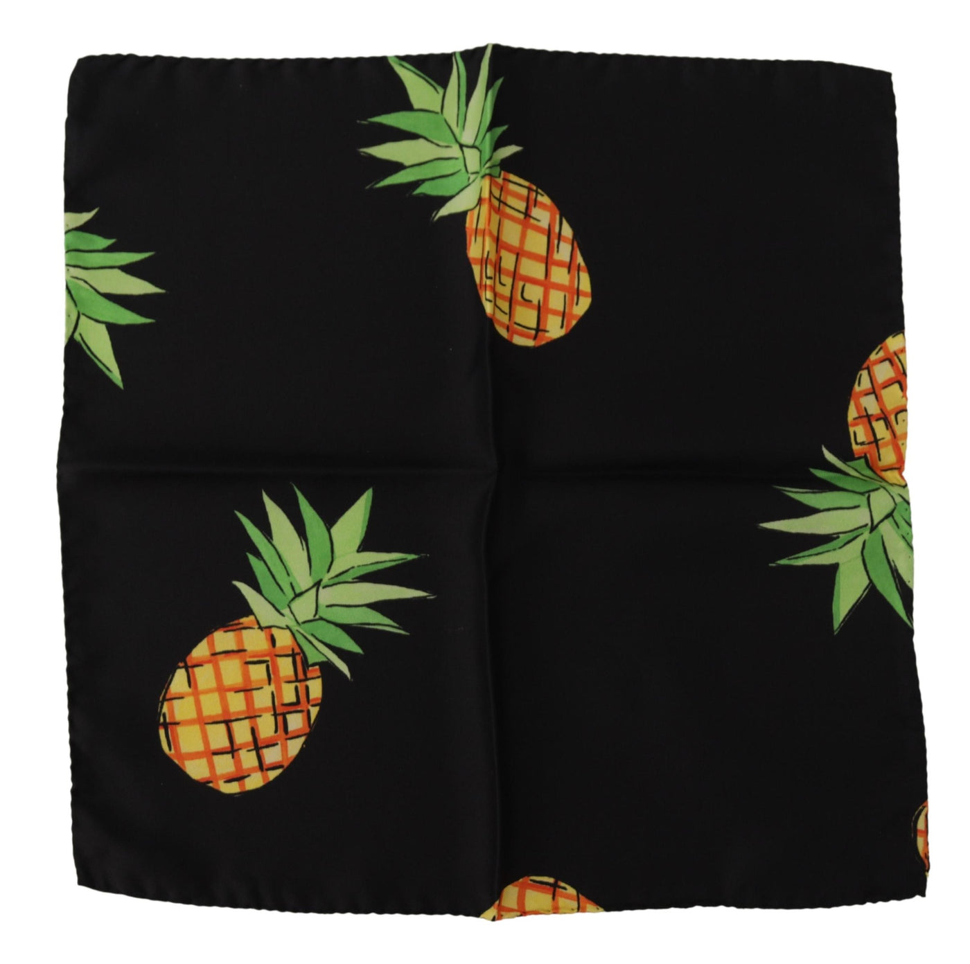 Dolce &amp; Gabbana Zwarte Ananas Geprinte Vierkante Zakdoek Sjaal