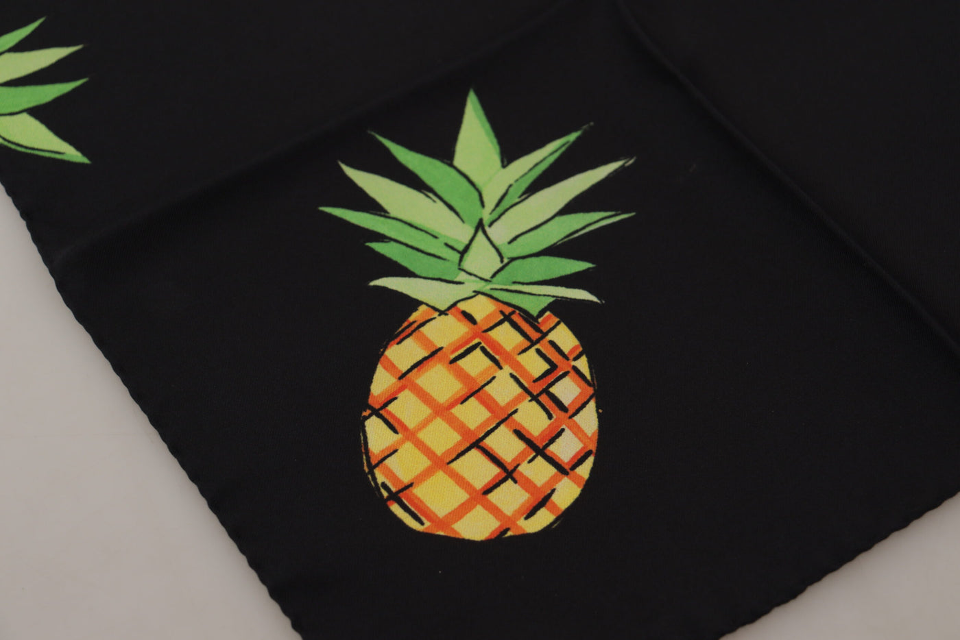 Dolce &amp; Gabbana Zwarte Ananas Geprinte Vierkante Zakdoek Sjaal