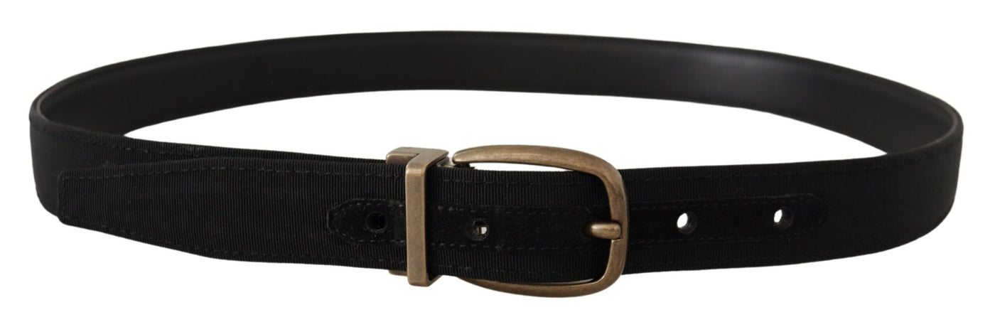 Dolce & Gabbana Black Grosgrain Leather Bronze Metal Belt