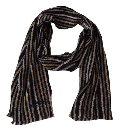 Missoni Multicolor Strepen Wollen Gebreide Franje Sjaal