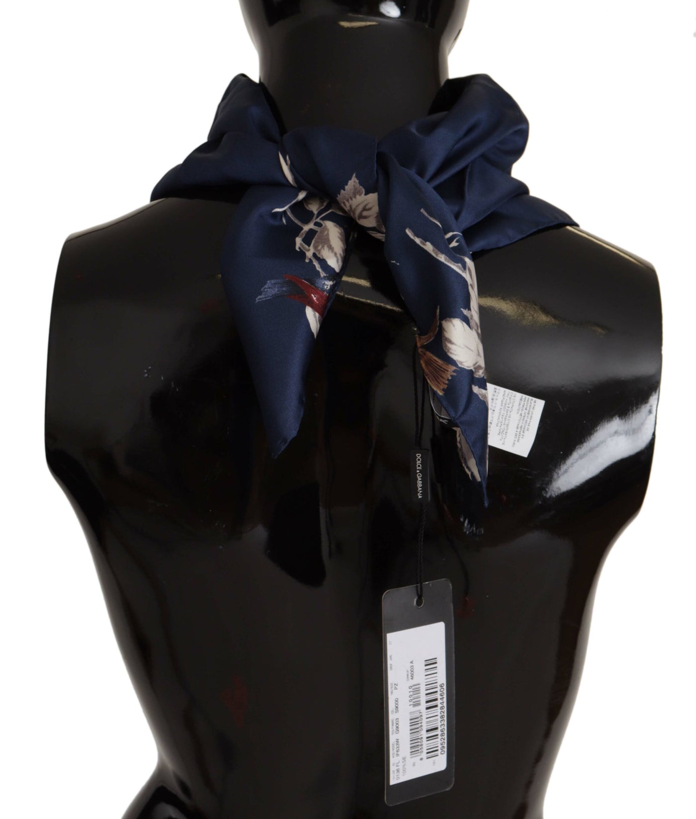 Dolce &amp; Gabbana Blauwe Bloemen Zijden Vierkante Zakdoek Sjaal