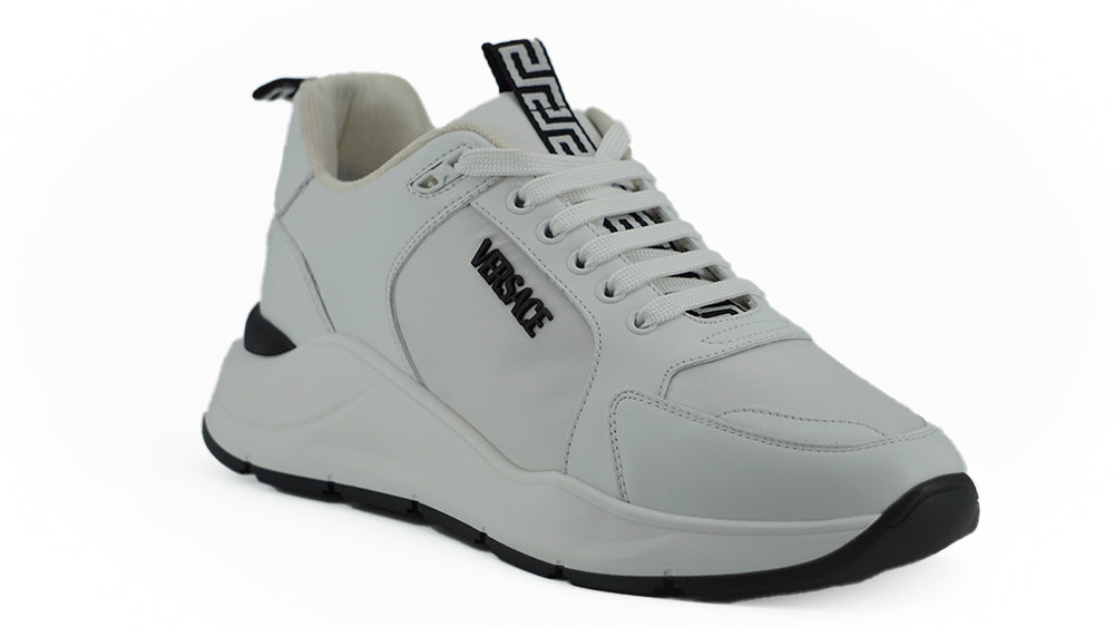 Versace Slanke Witte Kalfsleren Sneakers