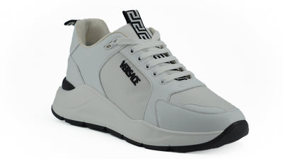 Versace Slanke Witte Kalfsleren Sneakers