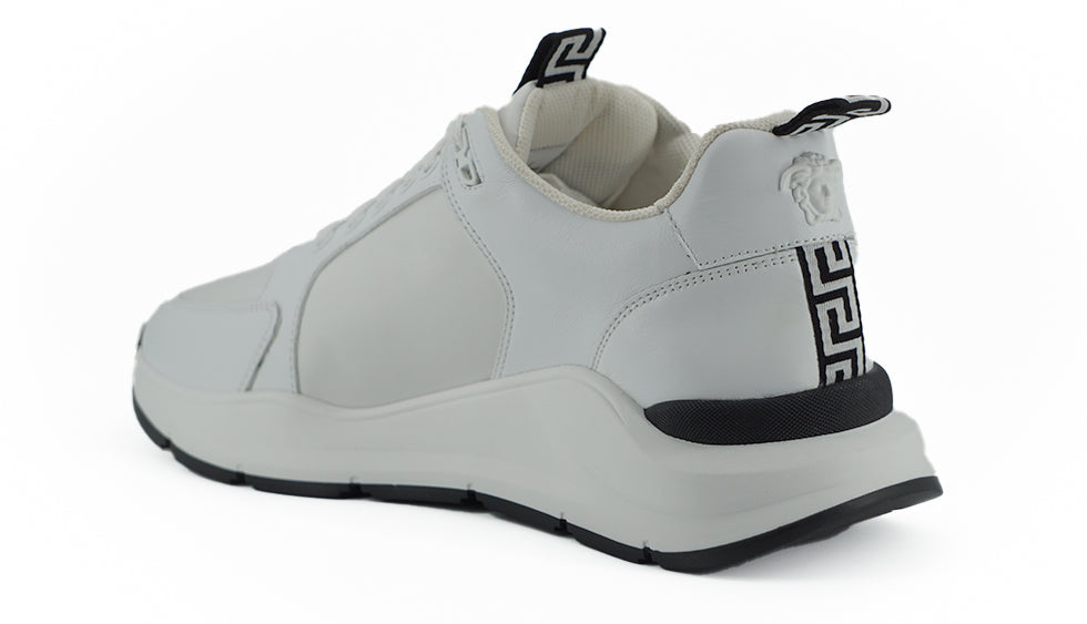 Versace Slanke Witte Kalfsleren Sneakers