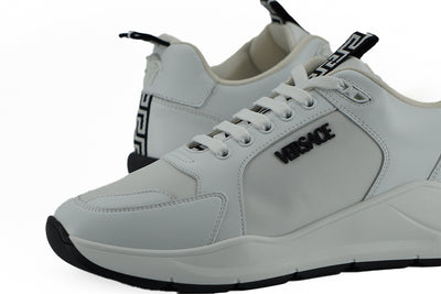 Versace Slanke Witte Kalfsleren Sneakers