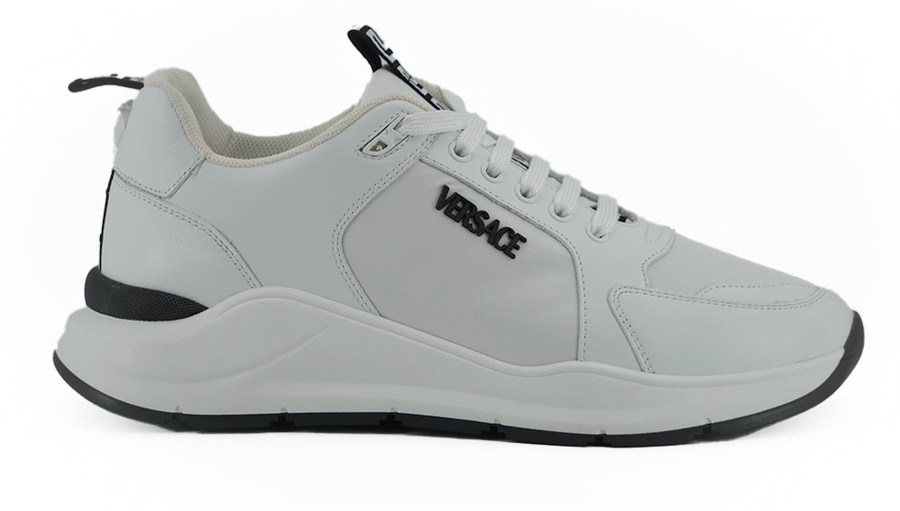 Versace Slanke Witte Kalfsleren Sneakers