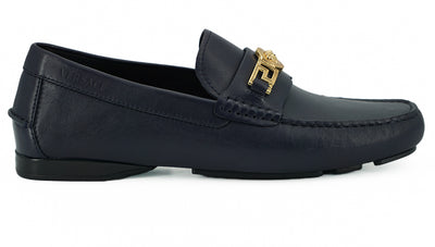 Versace Elegante Marineblauwe Kalfsleren Loafers