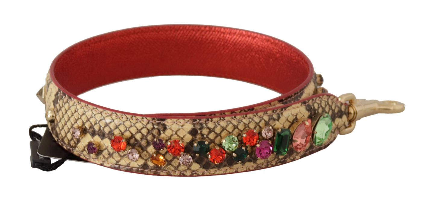 Dolce &amp; Gabbana Beige Exotische Lederen Kristallen Schouderband