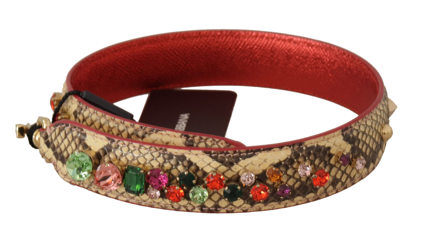 Dolce &amp; Gabbana Beige Exotische Lederen Kristallen Schouderband