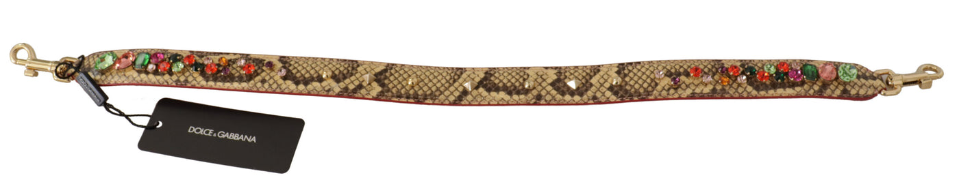 Dolce &amp; Gabbana Beige Exotische Lederen Kristallen Schouderband