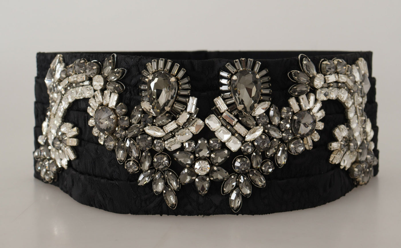 Ceinture Dolce &amp; Gabbana en soie noire ornée de cristaux