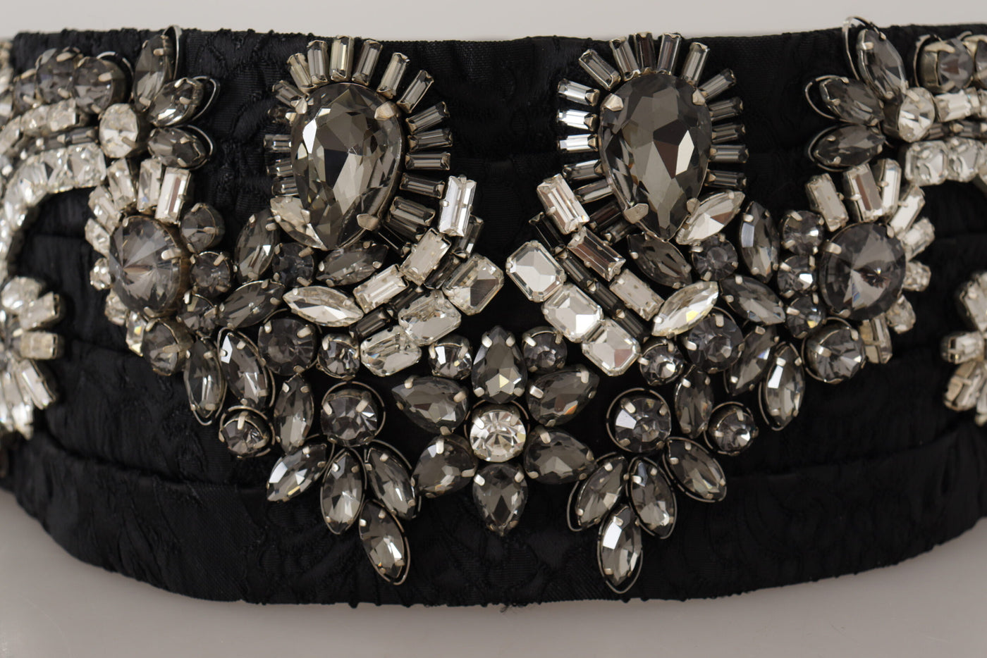 Ceinture Dolce &amp; Gabbana en soie noire ornée de cristaux