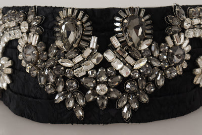 Ceinture Dolce &amp; Gabbana en soie noire ornée de cristaux
