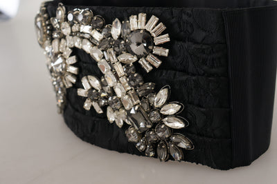 Ceinture Dolce &amp; Gabbana en soie noire ornée de cristaux