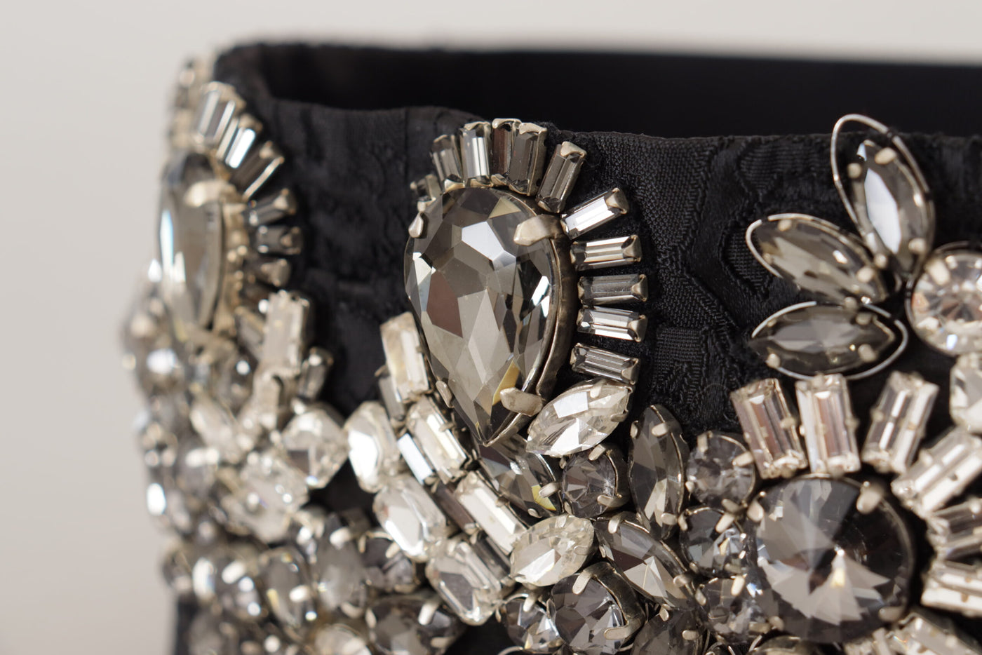 Ceinture Dolce &amp; Gabbana en soie noire ornée de cristaux