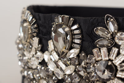 Ceinture Dolce &amp; Gabbana en soie noire ornée de cristaux