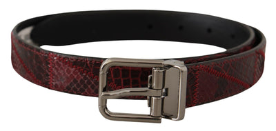 Ceinture Dolce &amp; Gabbana en cuir exotique rouge avec boucle en métal et logo