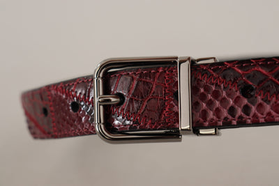 Ceinture Dolce &amp; Gabbana en cuir exotique rouge avec boucle en métal et logo