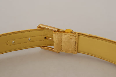 Dolce &amp; Gabbana Gele Fluwelen Gouden Metalen Logo Gegraveerde Gesp Riem