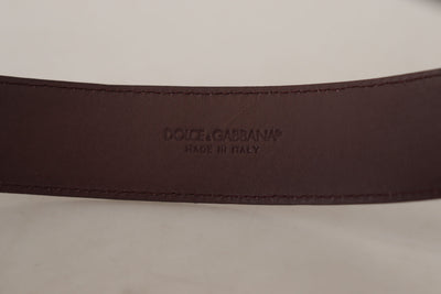 Ceinture Dolce &amp; Gabbana en cuir de veau marron avec boucle large gravée du logo