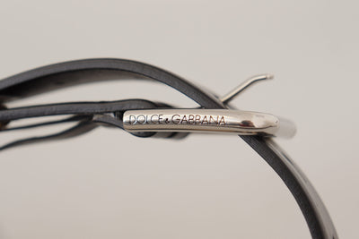 Ceinture Dolce &amp; Gabbana en cuir noir avec boucle en métal argenté