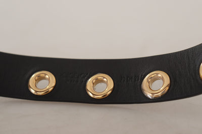 Ceinture Dolce &amp; Gabbana en cuir noir avec boucle en métal argenté