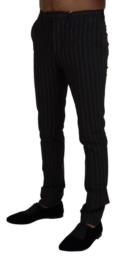 BENCIVENGA Zwarte Viscose Broek met Strepen
