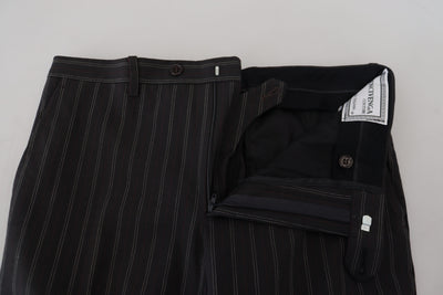 BENCIVENGA Zwarte Viscose Broek met Strepen