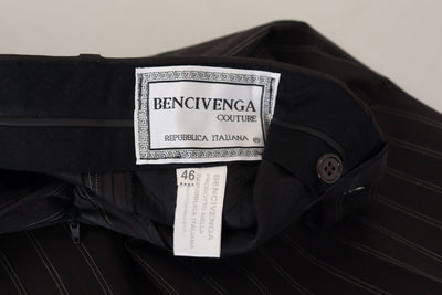 BENCIVENGA Zwarte Viscose Broek met Strepen