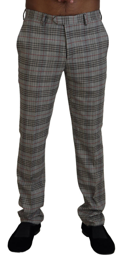 BENCIVENGA Grijze geruite skinny herenbroek