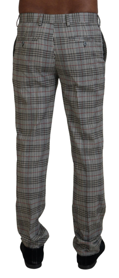 BENCIVENGA Grijze geruite skinny herenbroek