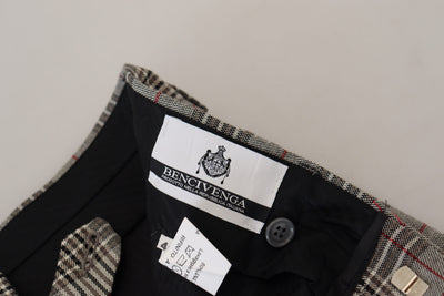 BENCIVENGA Grijze geruite skinny herenbroek