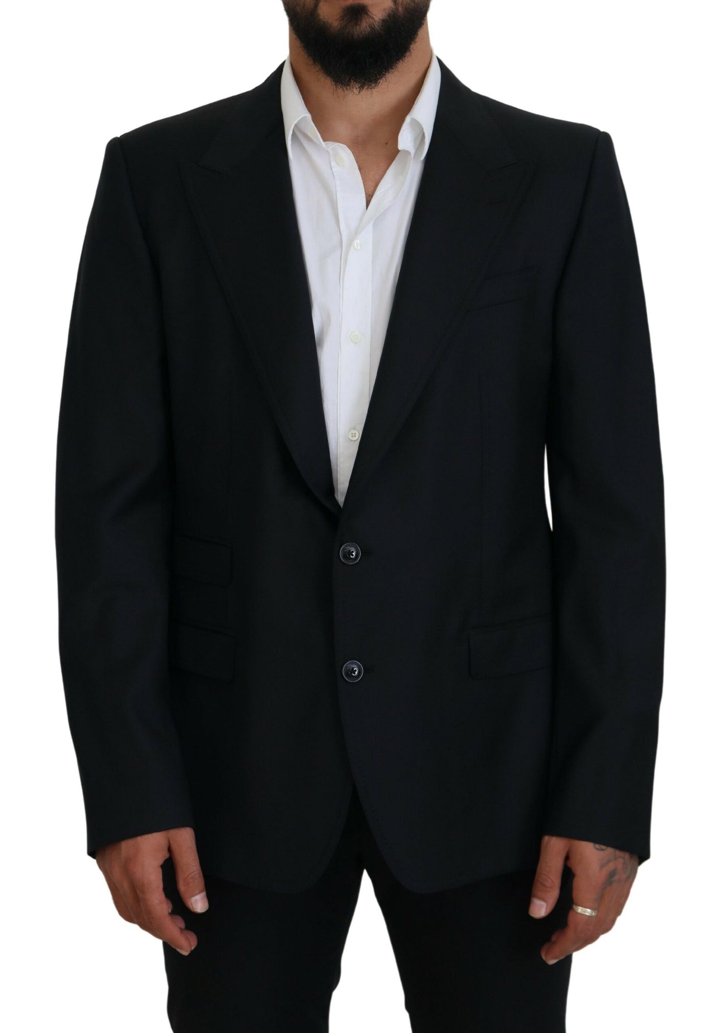 Blazer formel en laine bleu foncé Dolce &amp; Gabbana Sicilia