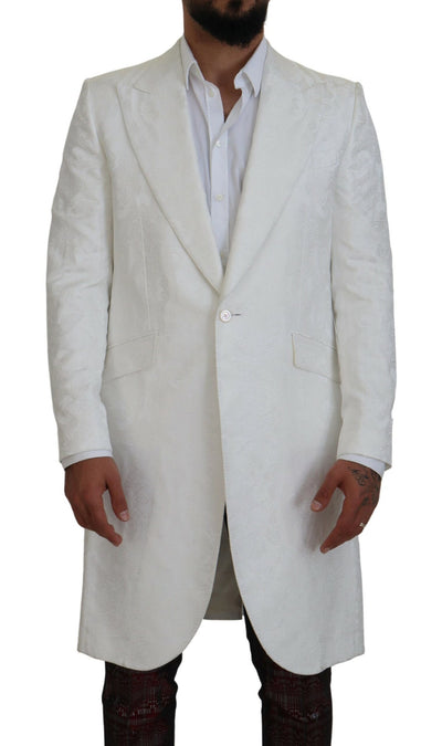 Trench-coat en brocart floral blanc Dolce &amp; Gabbana