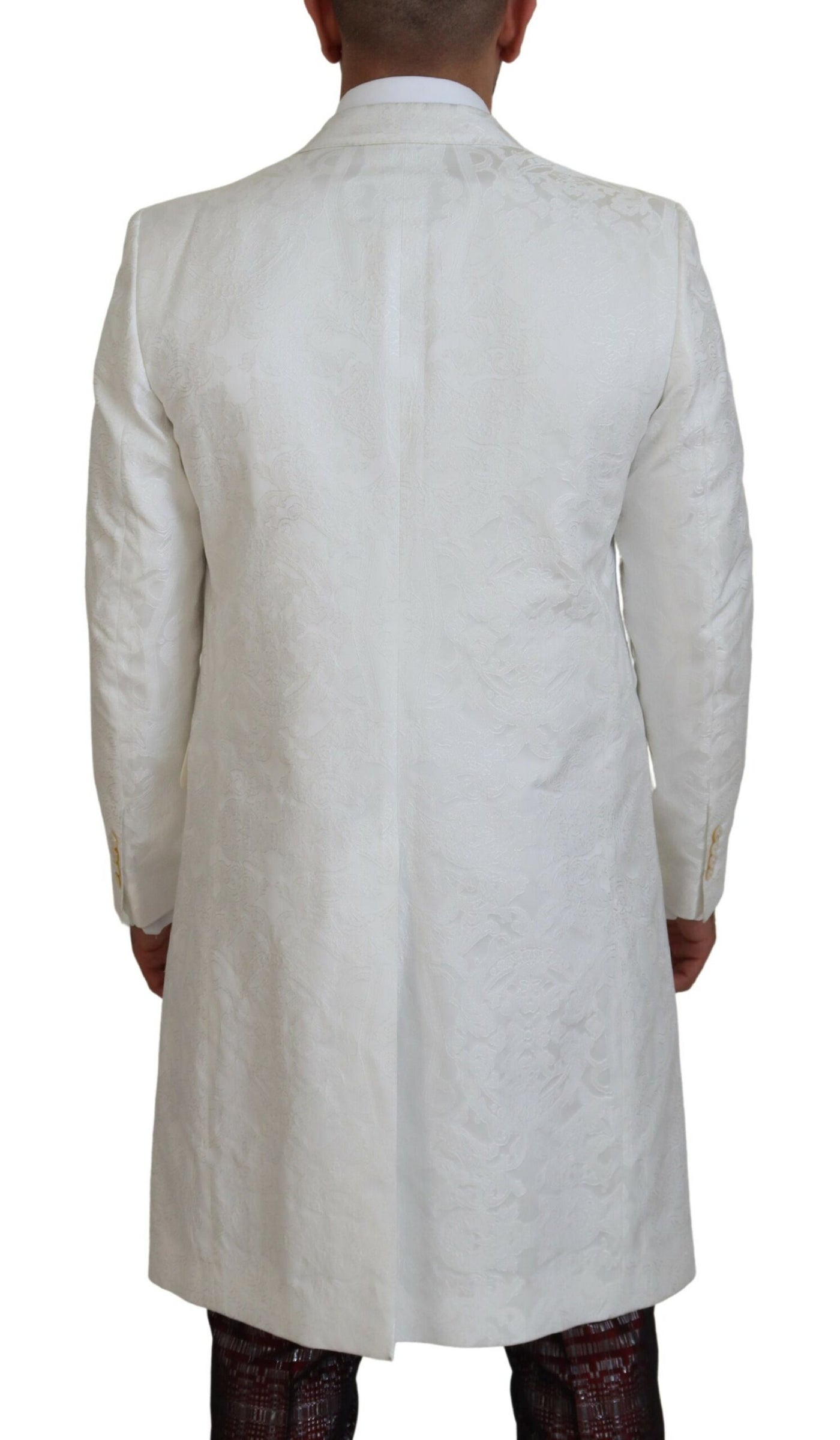 Trench-coat en brocart floral blanc Dolce &amp; Gabbana
