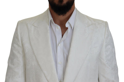 Trench-coat en brocart floral blanc Dolce &amp; Gabbana