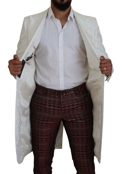 Trench-coat en brocart floral blanc Dolce &amp; Gabbana